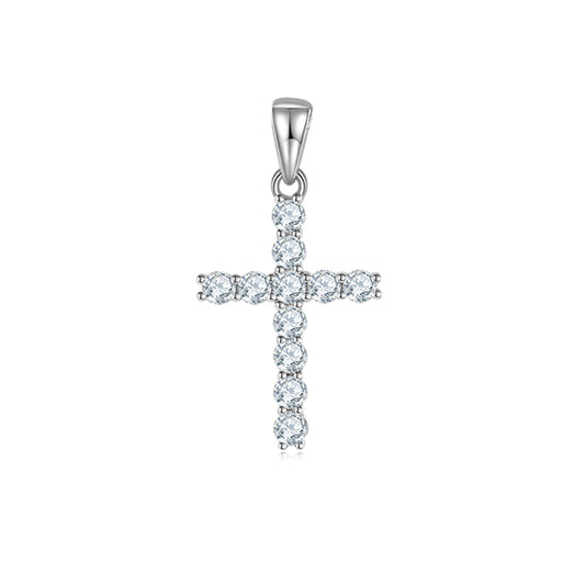 S925 Sterling Silver D Color VVS1 Moissanite Cross Pendant No Chain 1.6g Platinum Plated GRA Certified Gift Box