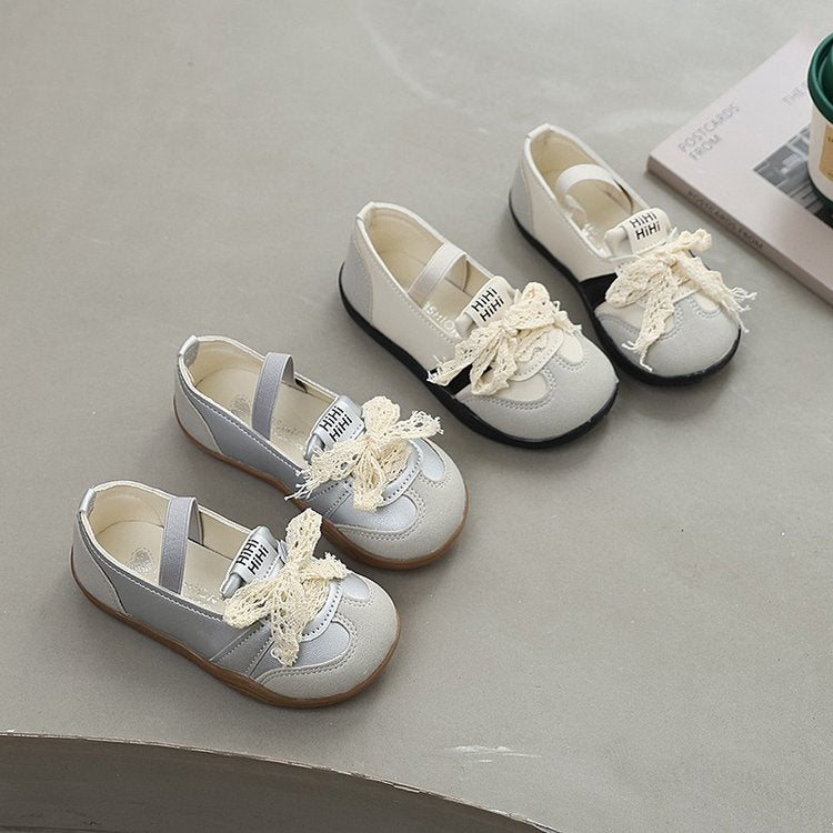 Children's Shoes, Girls' Casual Shoes, Korean Version Children's Shoes, Lace Bow Children's Moral Training Shoes