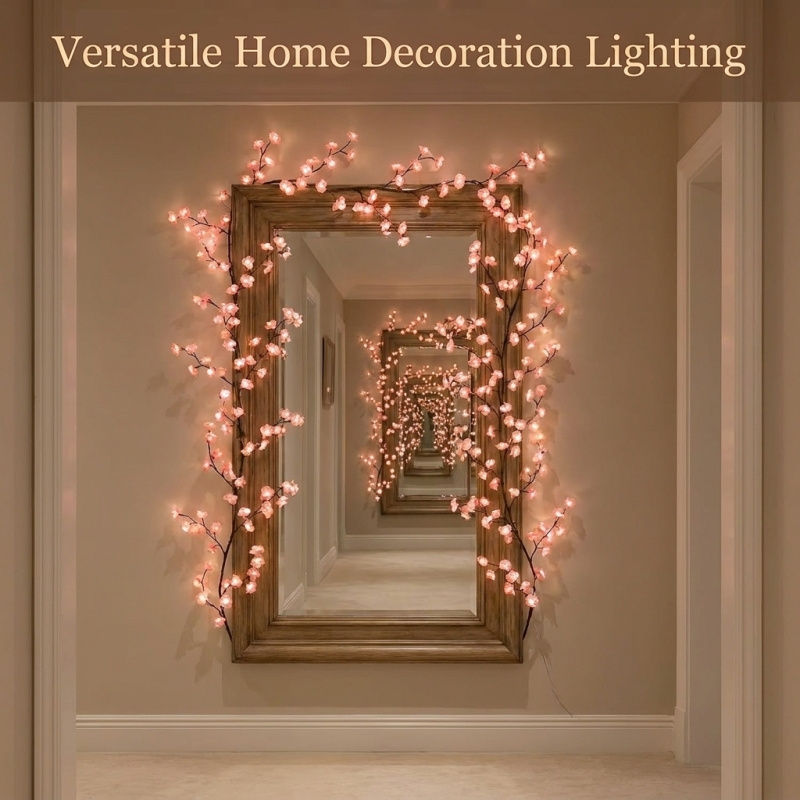 LED Tree Branch Lights For Wall, Cherry Blossom Lights Vine Lights With Remote And 8 Lighting Modes Cherry Blossom Garland Willow Vine For Bedroom Indoor Wall Christmas Decor