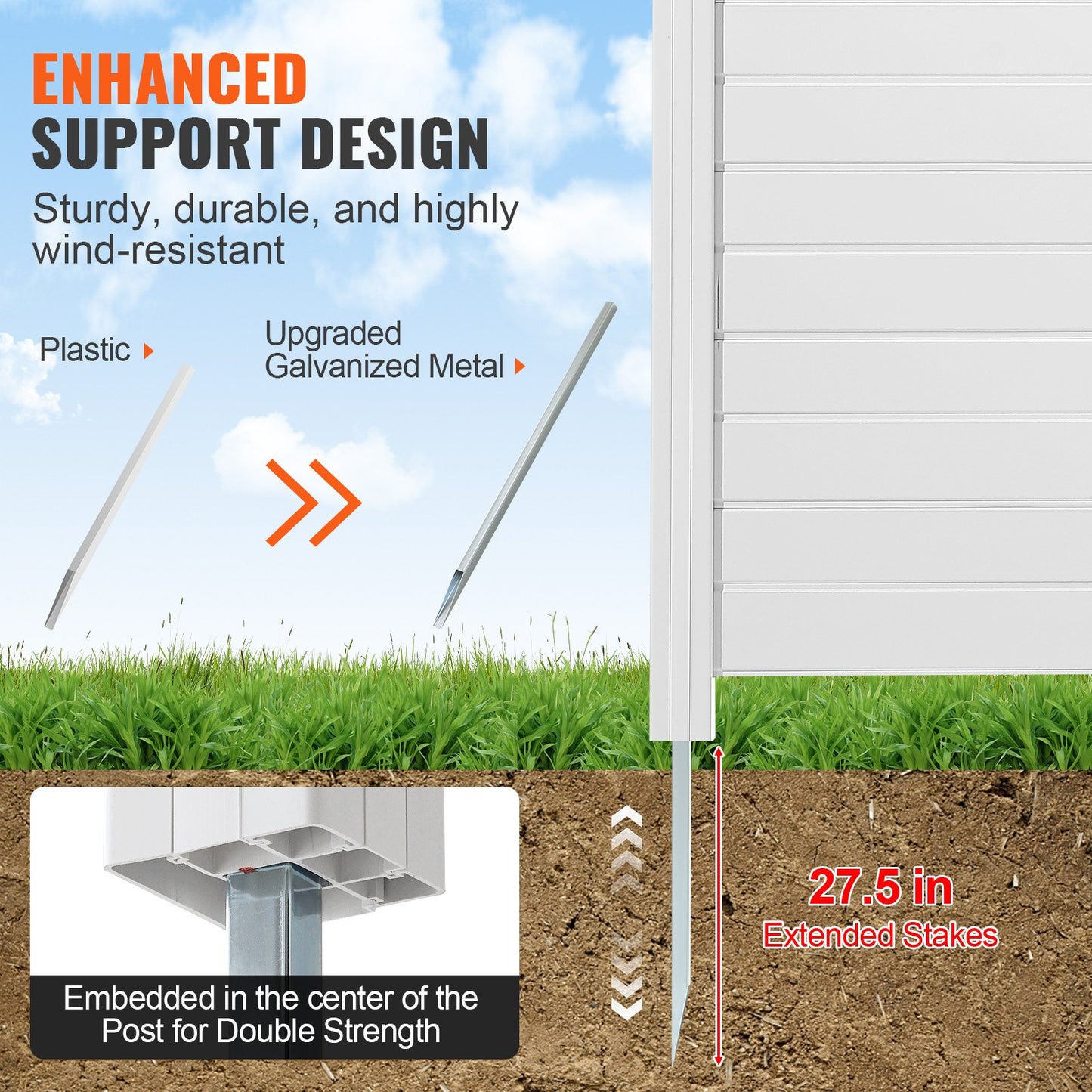 Outdoor Privacy Screens, 50" W X 50" H Air Conditioner Fence, Pool Equipment Enclosure, Horizontal Vinyl Privacy Fence, Perfect To Enclose Trash Can And A/C Units (3-Panel)