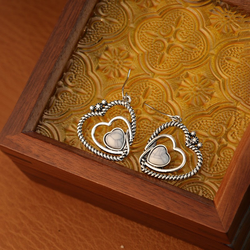 Retro Turquoise Teardrop Earrings For Women Leaf Studs Vintage Bohemian Ethnic Gift