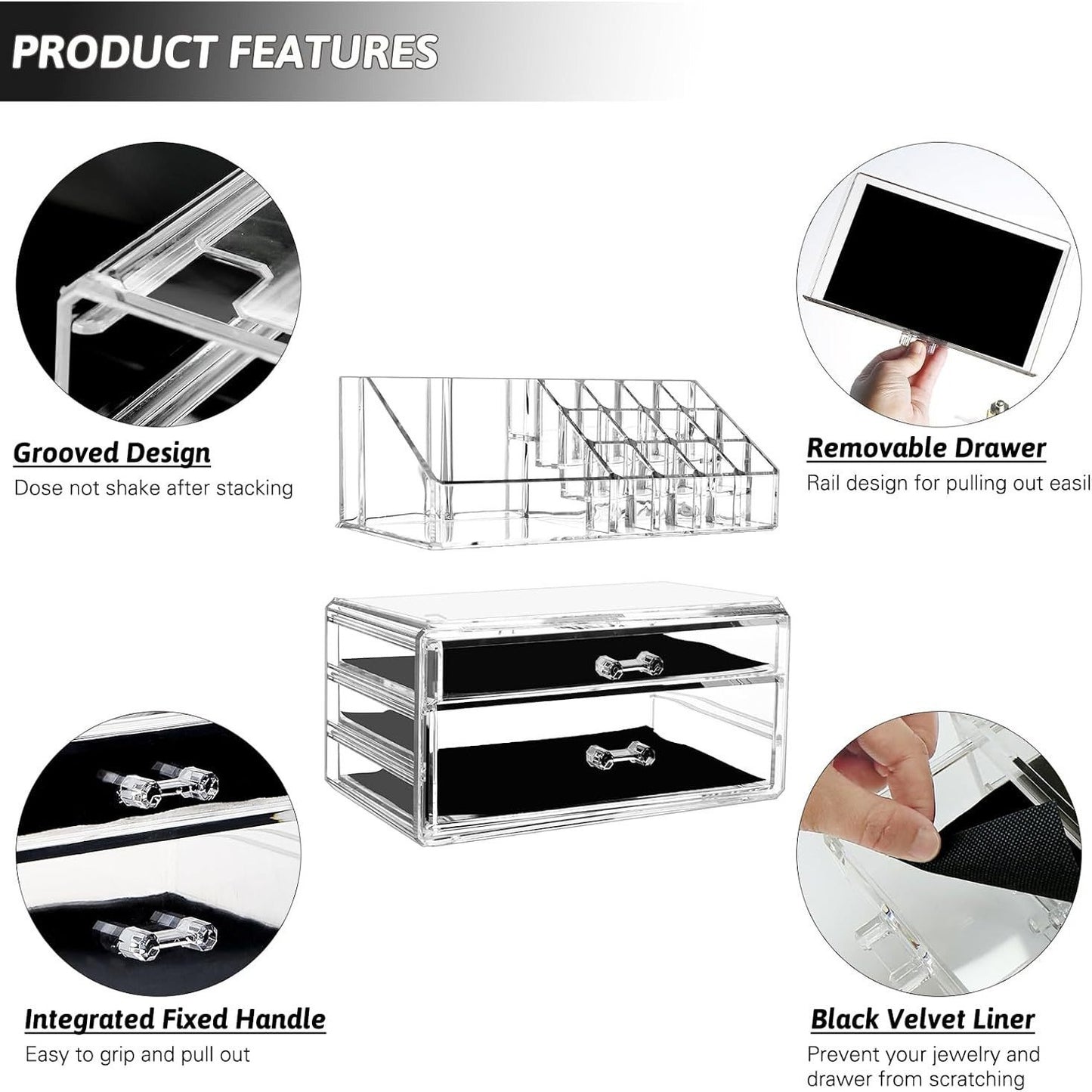 Drawer-style Makeup Box Desktop Transparent Acrylic Storage Rack For Cosmetics And Skincare Dressing Table