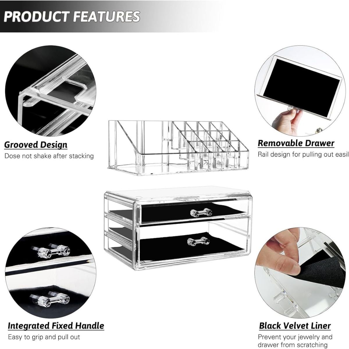 Drawer-style Makeup Box Desktop Transparent Acrylic Storage Rack For Cosmetics And Skincare Dressing Table