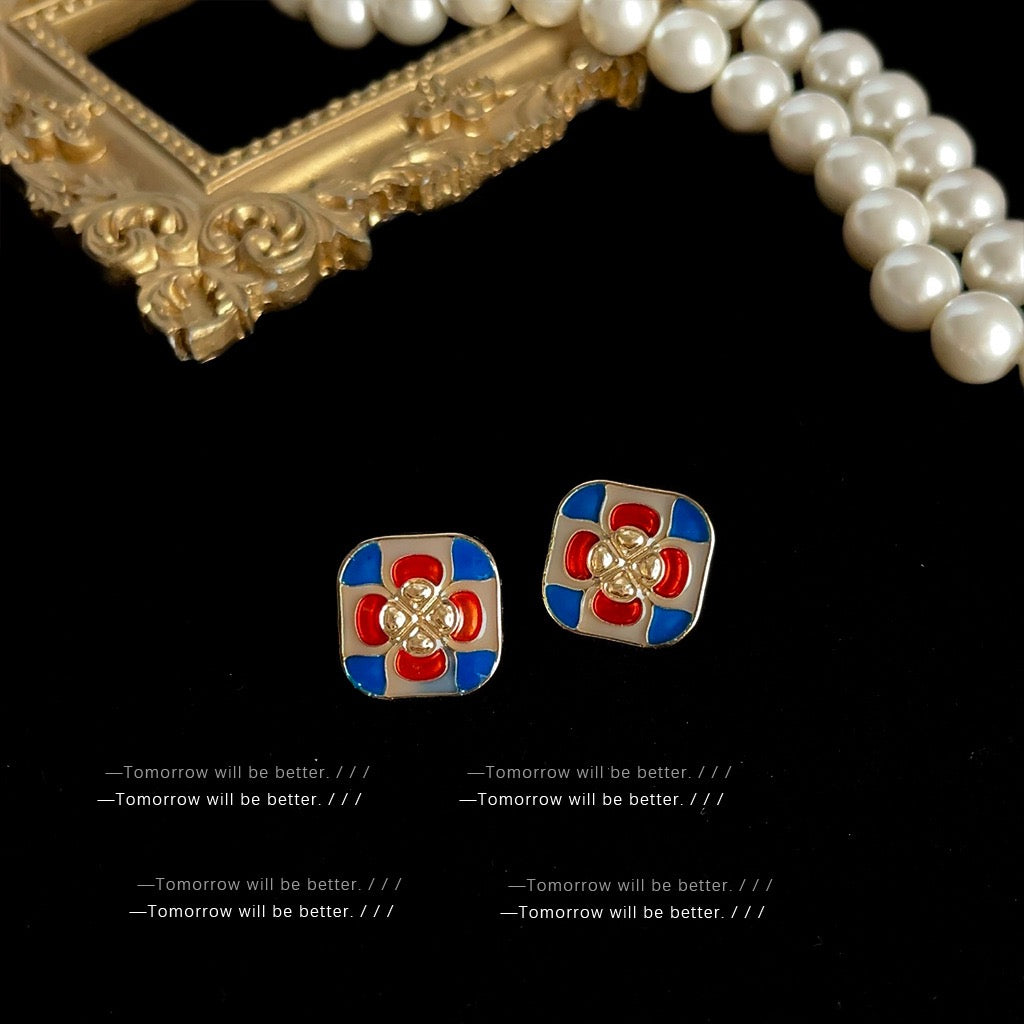 Vintage Retro Earrings For Women Elegant Luxury Stud Earrings Niche Design Premium Fashion Jewelry
