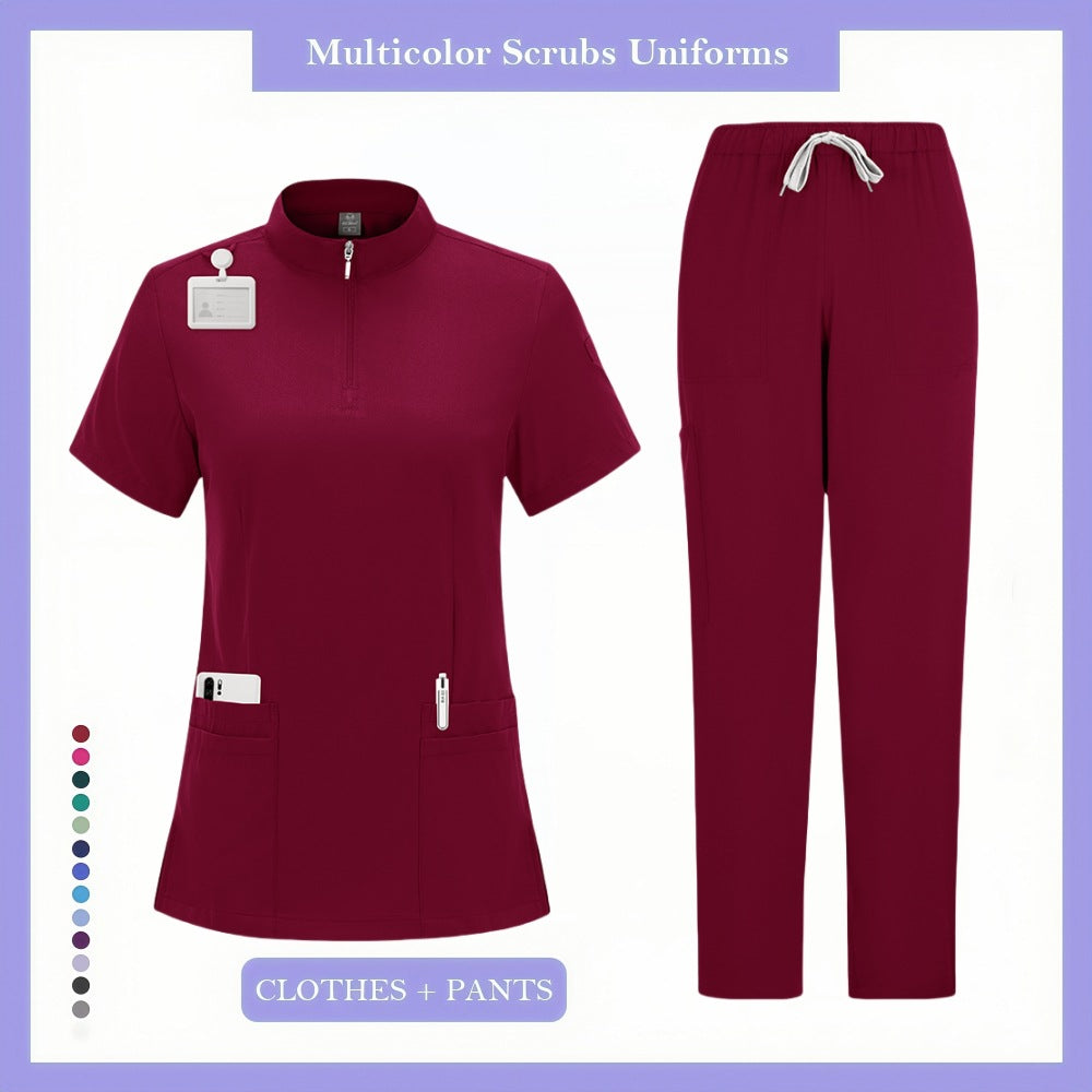 Zipper Beauty Salon Scrub Workwear