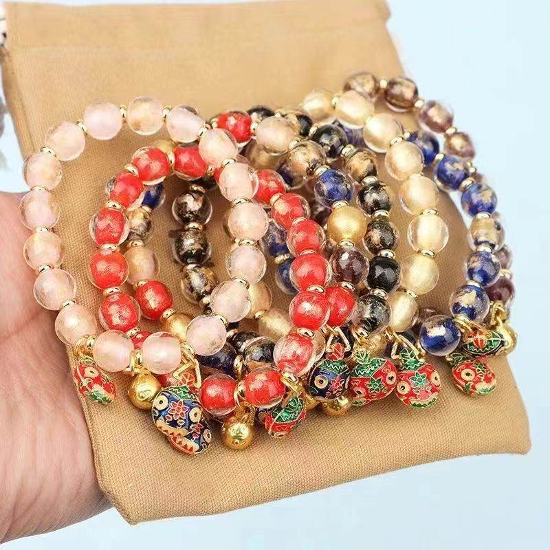 Fragrant Gray Glass Bead Swallowing Gold Beast Accessories Bead Bracelets