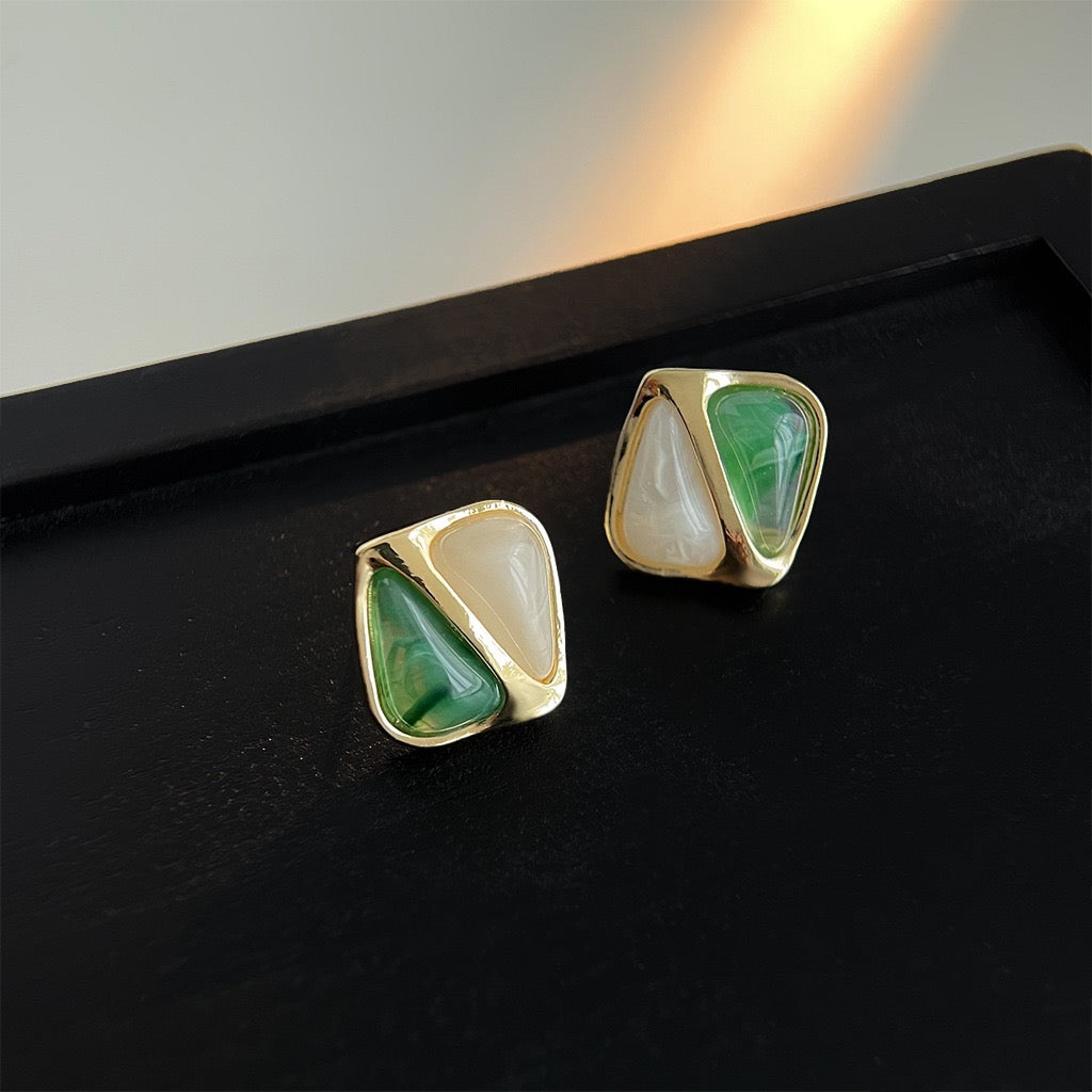 Retro French Emerald Zircon Stud Earrings Women Victorian Style Premium Earrings Vintage Fine Jewelry