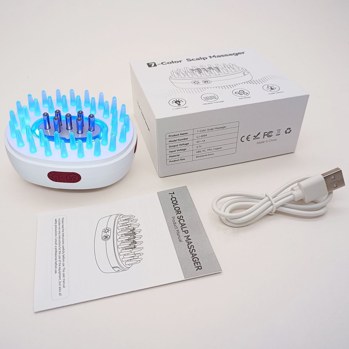 7-Color Light Massage Liquid-Applying For Home Use Scalp Essence Infusion Vibration Hair Care Comb