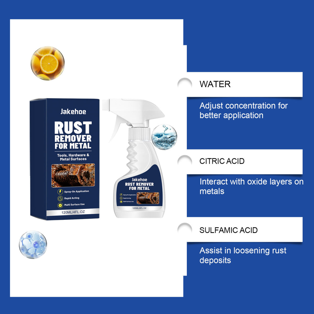 JAKEHOE Metal Rust Remover Removes Rust From Metal Surfaces, Cleans And Enhances Shine Everyday Household Cleaning And Care Product.