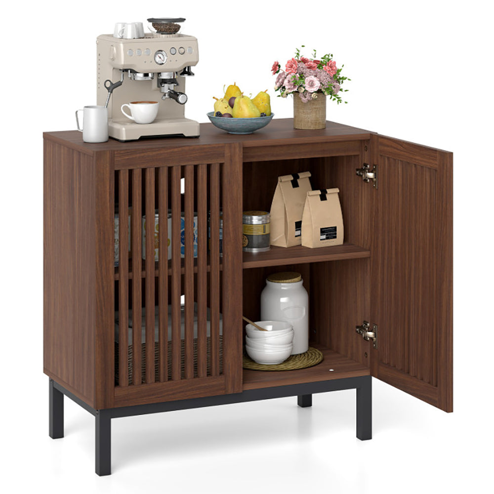 Buffet Cabinet With Storage 32 Inch Wooden Sideboard Coffee Bar Station With Adjustable Shelf Anti-toppling Devices