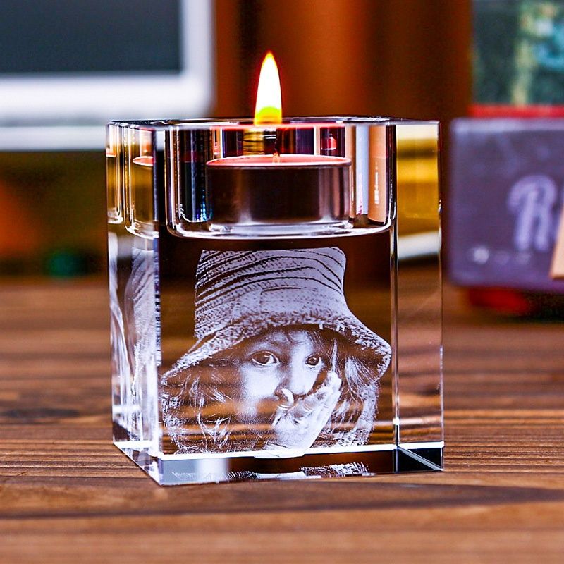 Crystal Candlestick Ornaments Pet Couple Keepsake Photos
