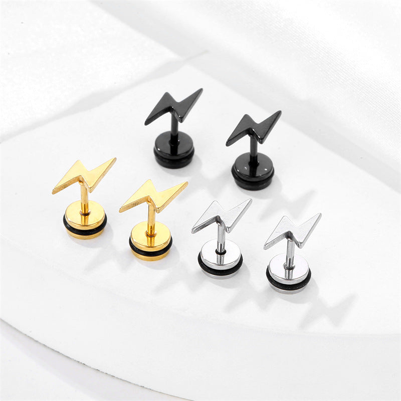 New Stainless Steel Lightning Stud Earrings