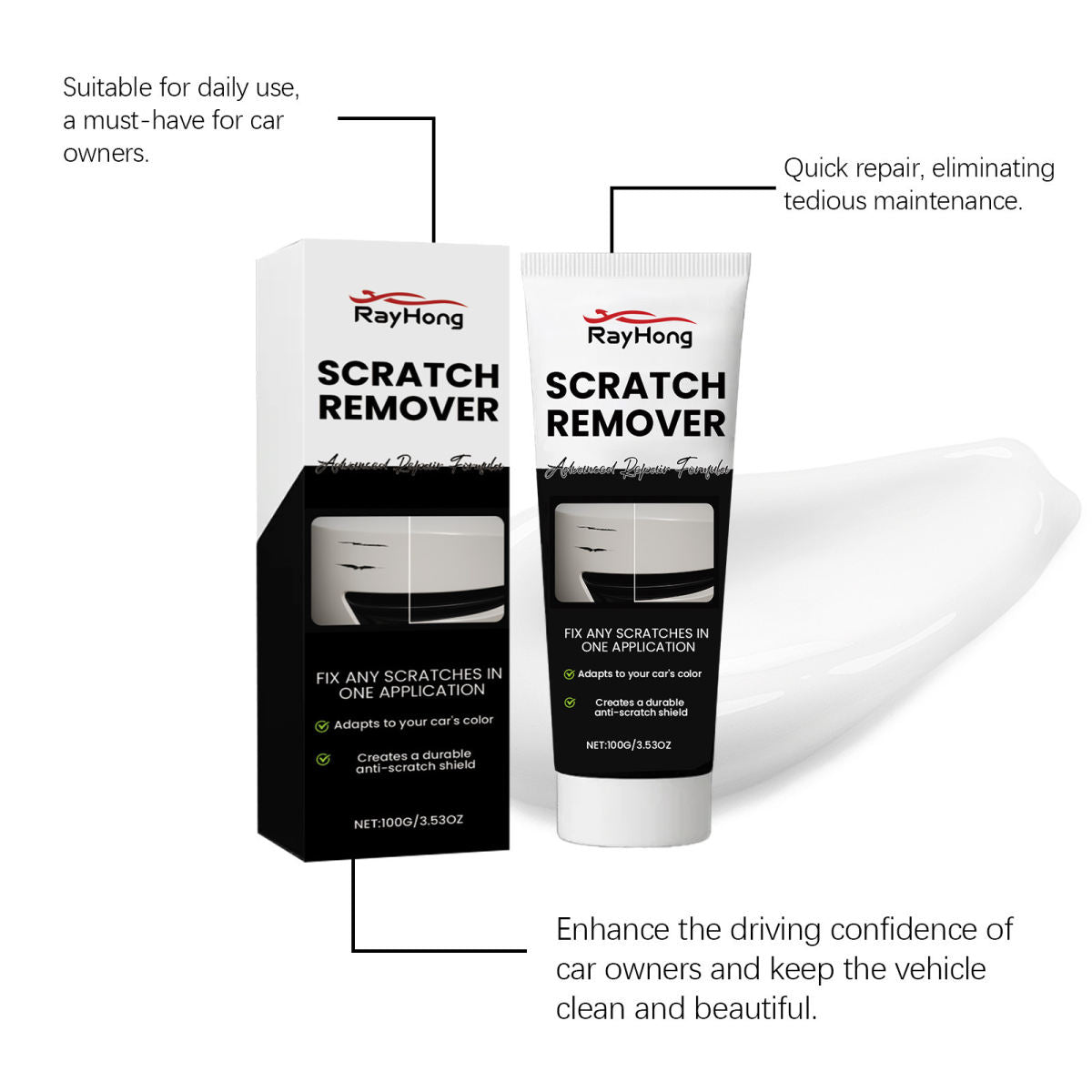 Rayhong Car Scratch Care Cream, Car Paint Scratch Repair Abrasive, Polishing Coating, Paint Maintenance.