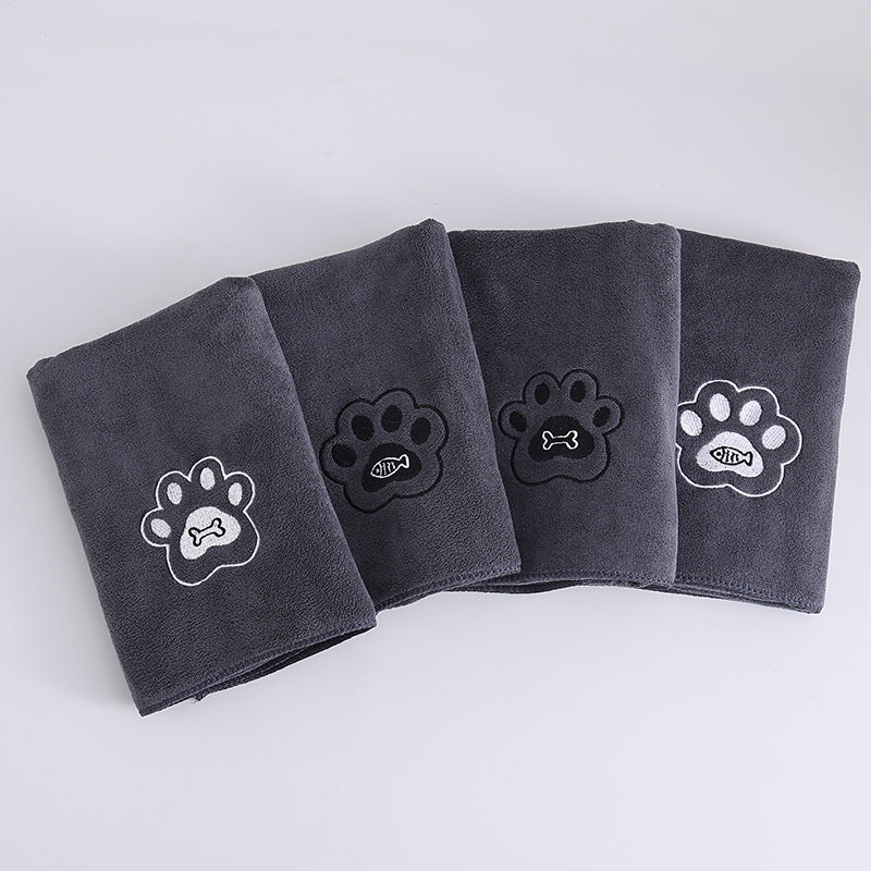 Microfiber Embroidered Large Bath Towel For Cats And Dogs