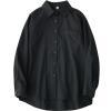 New Womens Korean-style Black Long-sleeve Shirt With A Lapel Collar