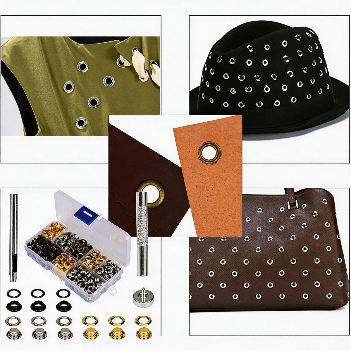 Metal Eyelet Set With Installation Tool – 100 Eyelets In Various Sizes – Complete Eyelet Kit For Textiles, Leather, And Craft Projects – Craft Supplies