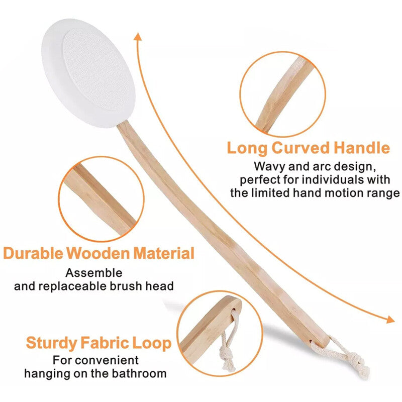 7PCS Back Cream Applicator Lotion Applicator For 2 In 1 Body Brush Beech Handle