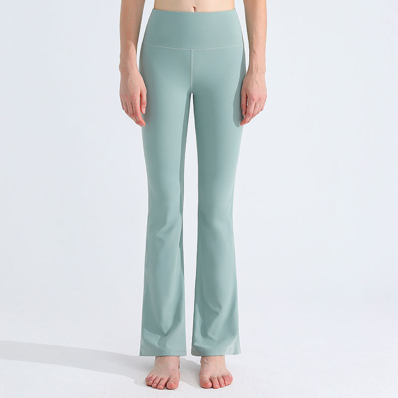 Antibacterial Sports Yoga Pants Female High Elastic Nude Feel Moisture Absorption Quick-drying Bell-bottom Pants