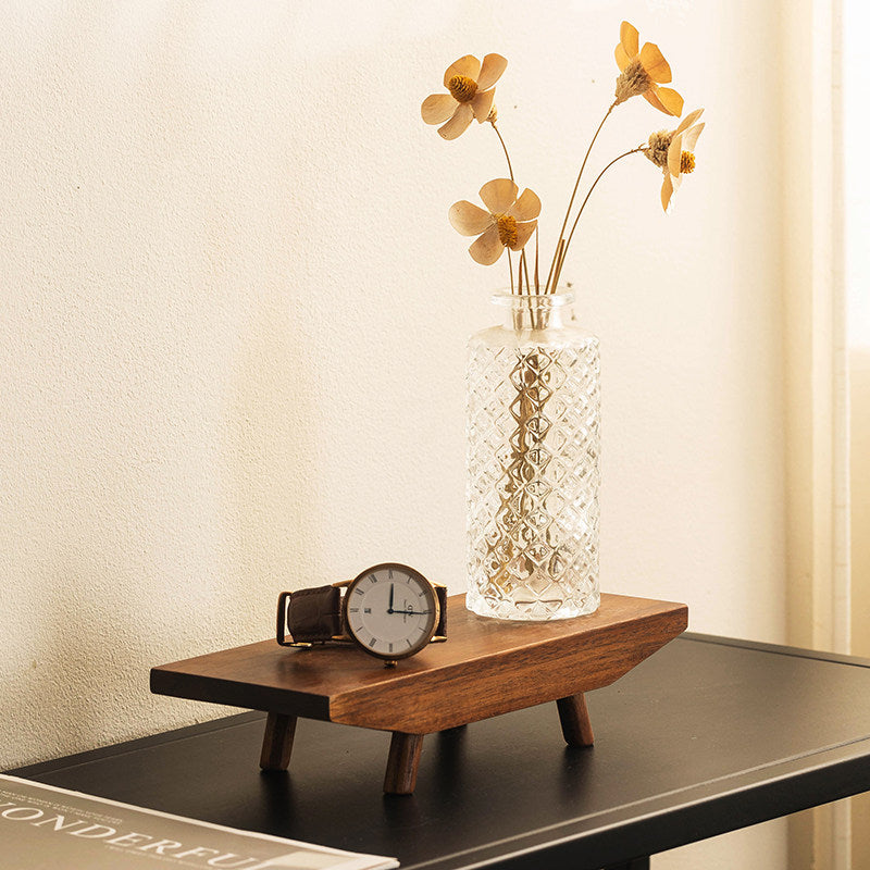 Solid Wood Retro Tea Tray - Home Use Gongfu Tea Set Organizer Accessory Chinese Style Tea Table Utensil