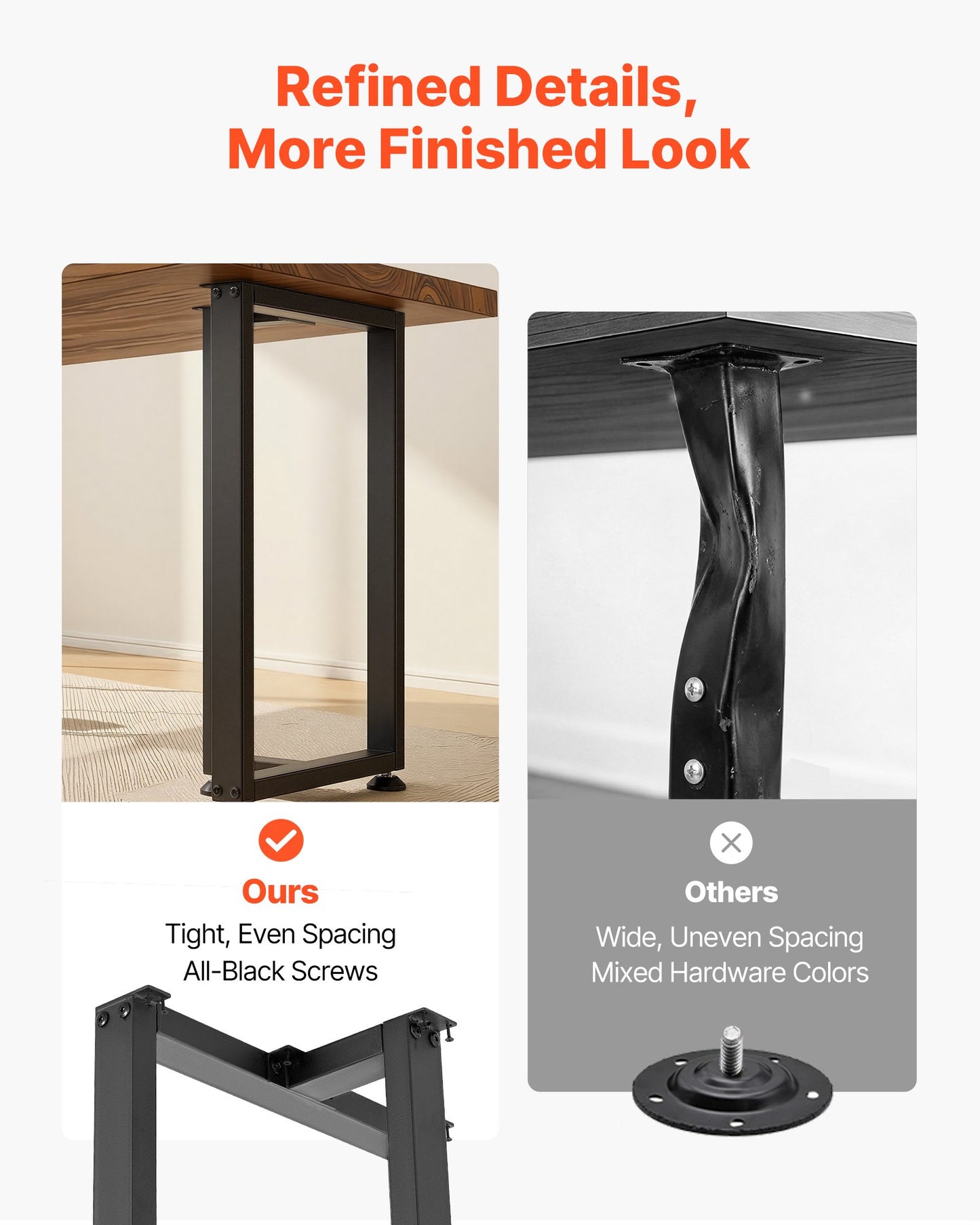 Table Legs, 29.1" H X 17.7" W Square T Shape Steel Furniture Legs, Modular Design, Easy Assembly, 2204 Lbs Max Load Heavy Duty, For Home Office Desk, Dinner Table, Workbenches, Set Of 2, Black