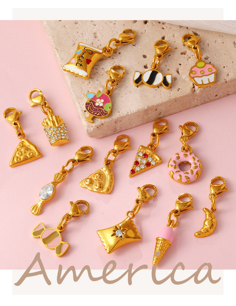 Cute And Sweet Style Pizza Candy Food Series Lobster-shaped Pendant For DIY Bracelet Or Necklace, Exquisite Accessories