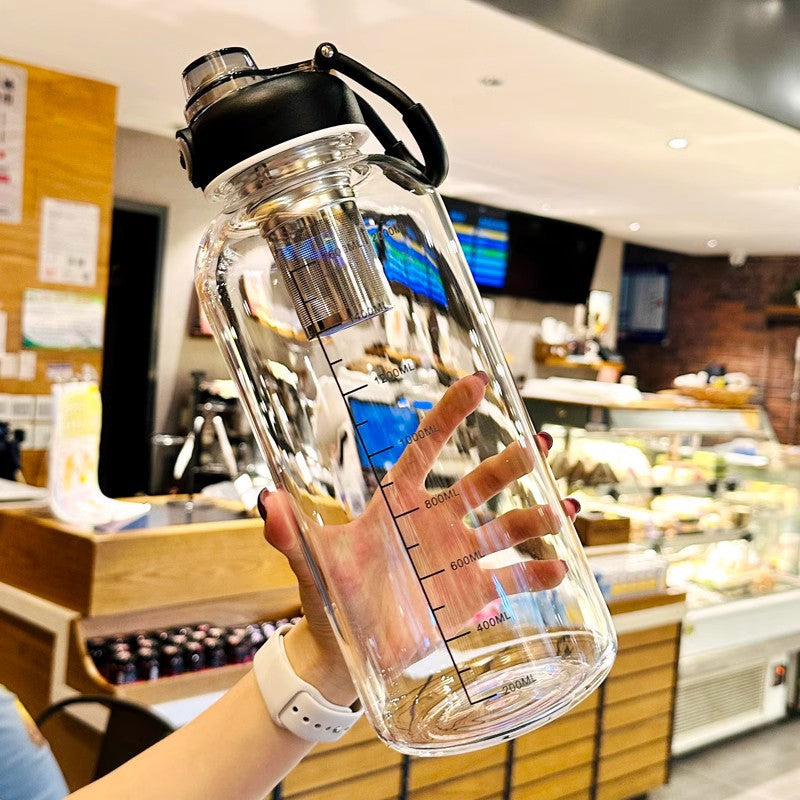 Extra-large Glass Cup With A Tea-water Separation Compartment