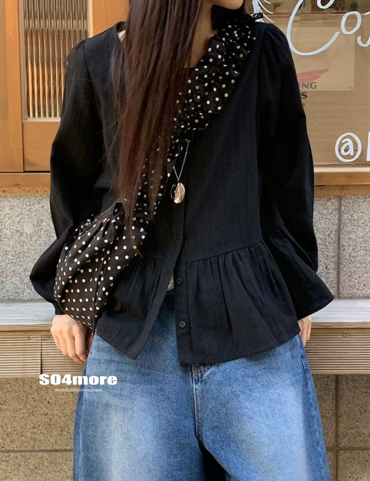 Retro Polka-Dot Korean Instagram-Style Niche Cute Lace-Up Pleated Shoulder Bag
