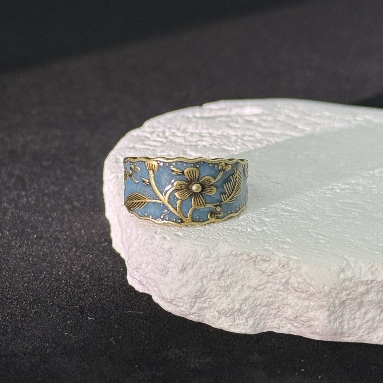 New Vintage Dropping Glue Sunflower Old Ring Original Van Gogh Enamel Sikim Ring Gift For Girlfriend