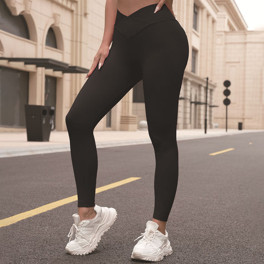 Seamless Cross V Waist Peach Hip Yoga Pants Fitness
