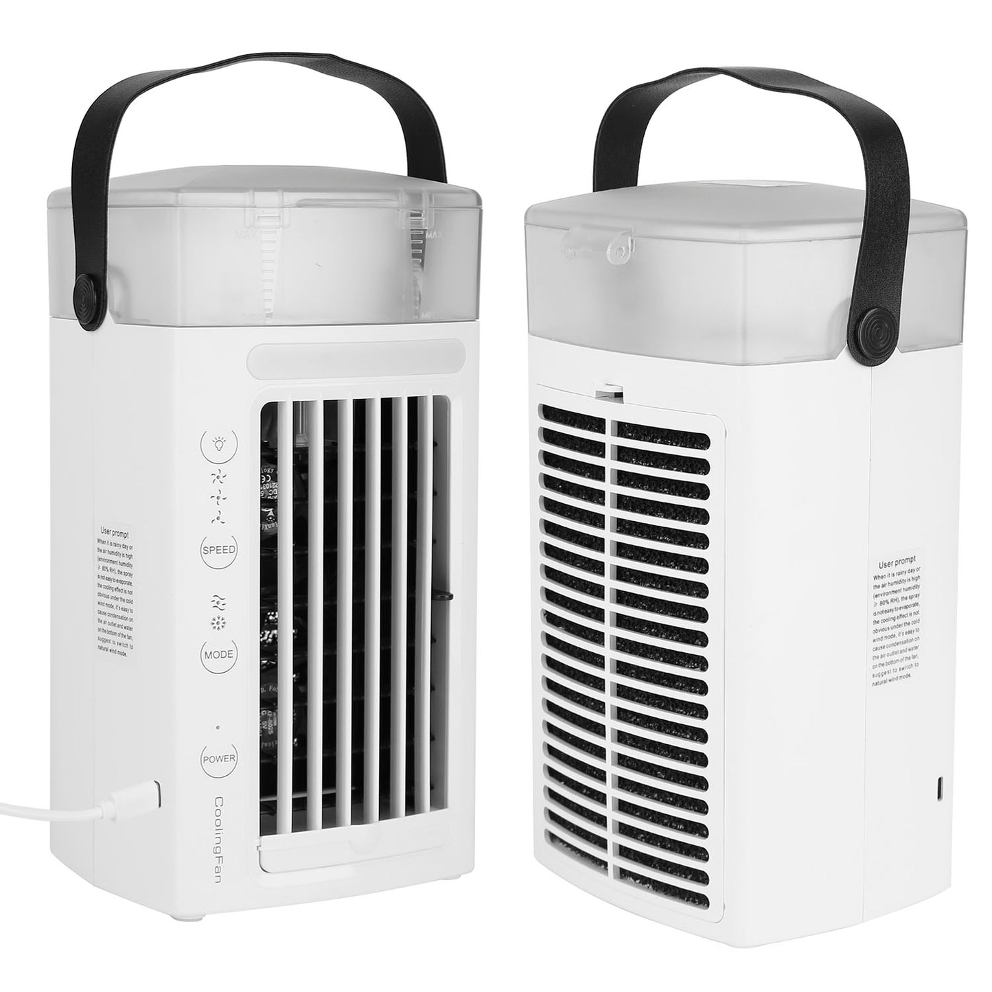 4 In 1 Portable Air Conditioner Fan Evaporative Air Cooler Water Mist Cooling Fan For Desktop 3 Speeds Nightlight