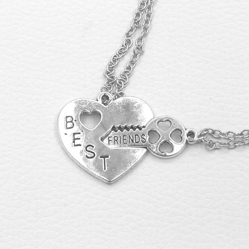 Best Friend Heart-shaped Lock Key Necklace Girlfriends Love Alloy Pendant
