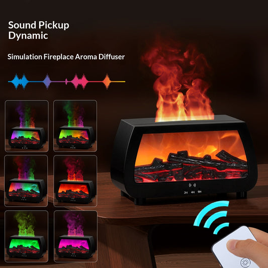 Steam Fireplace Aroma Diffuser Flame Humidifier Small Home Automatic Fragrance Sprayer