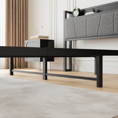 Queen Size Bed Frame, Storage Headboard With Charging Station, Solid And Stable, No Box Spring Needed, Easy Assembly