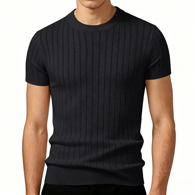 Short-sleeve Knitted Sweater Mens Fashion