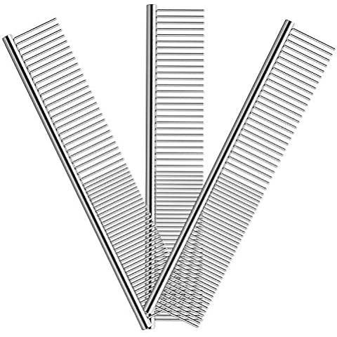 Dog Combs With Rounded Ends Stainless Steel Teeth Cat Comb For Removing Tangles And Knots Professional Grooming Tool For Long And Short Haired Dog Cat And Other Pets