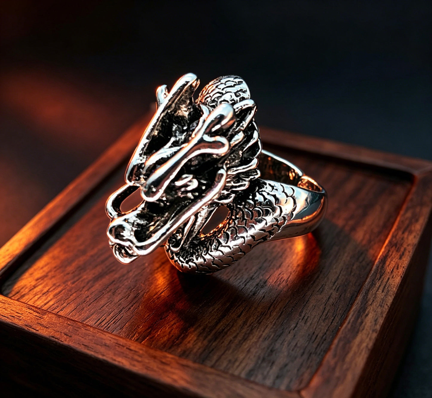 Men's Skull Dragon Retro Ring, Punk Domineering Personalized Accessories