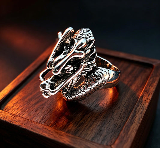 Men's Skull Dragon Retro Ring, Punk Domineering Personalized Accessories