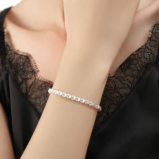 1pc 999 Sterling Silver Woven Phoenix Tail Chain Bracelet, Luxurious Style, Perfect For Daily Wear And Valentine's Gift