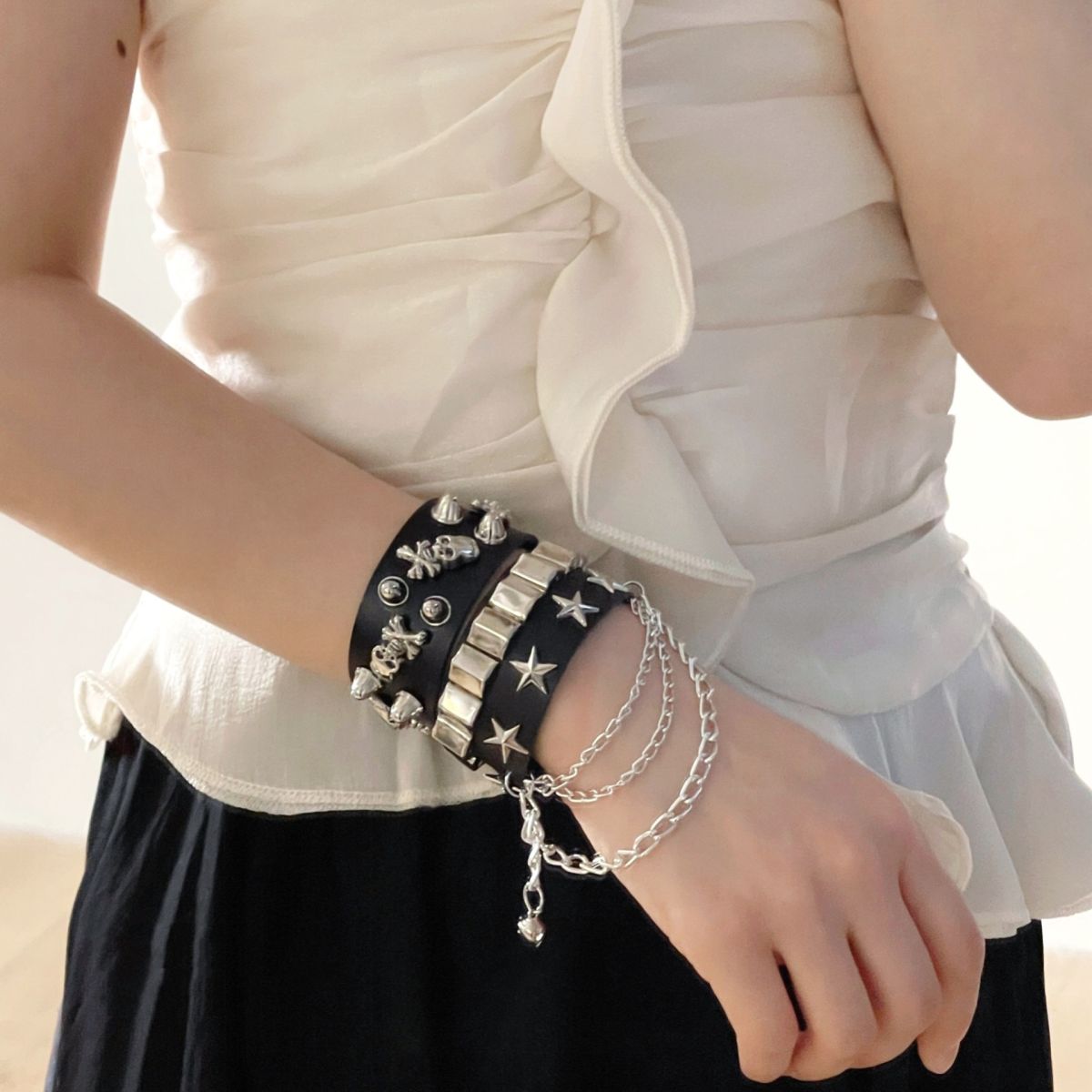 Hip Hop Accessories Hip Hop New Style Cool Girl Punk PU Leather Rivet Bracelet