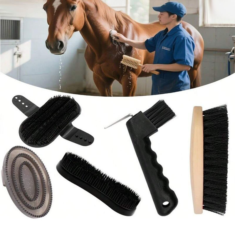 Washing 5-Piece Horse Brush Set Horse Grooming Tools