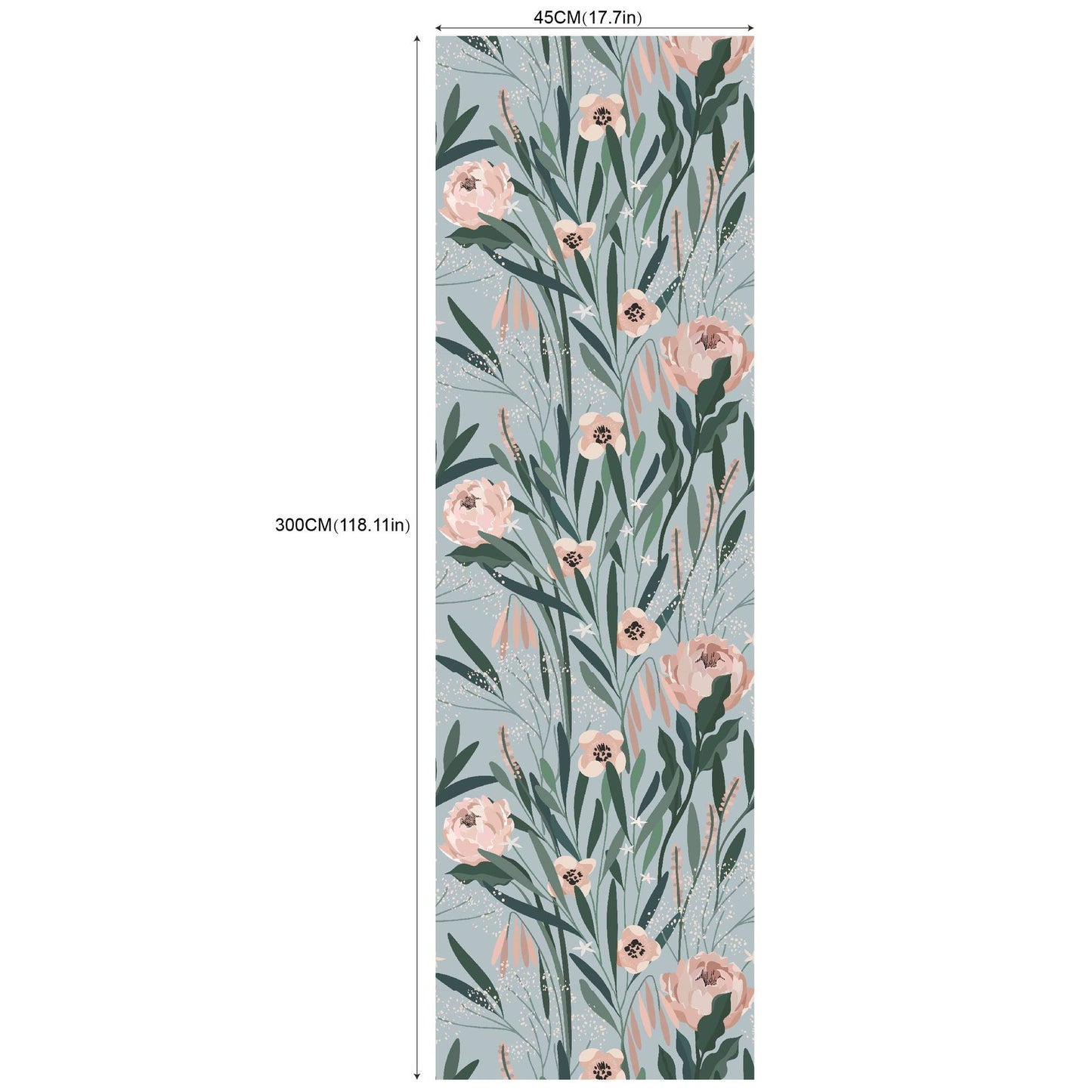 Removable Green Plants And Flowers Seamless Self-adhesive Wall Decor