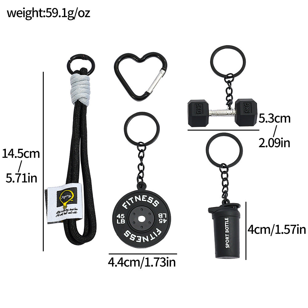 Fitness Dumbbell Keychain Pendant Couples Car  Bag Key Chain  Sports Charm Ornament