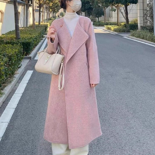 New Korean Style Small Loose Slimming Woolen Overcoat