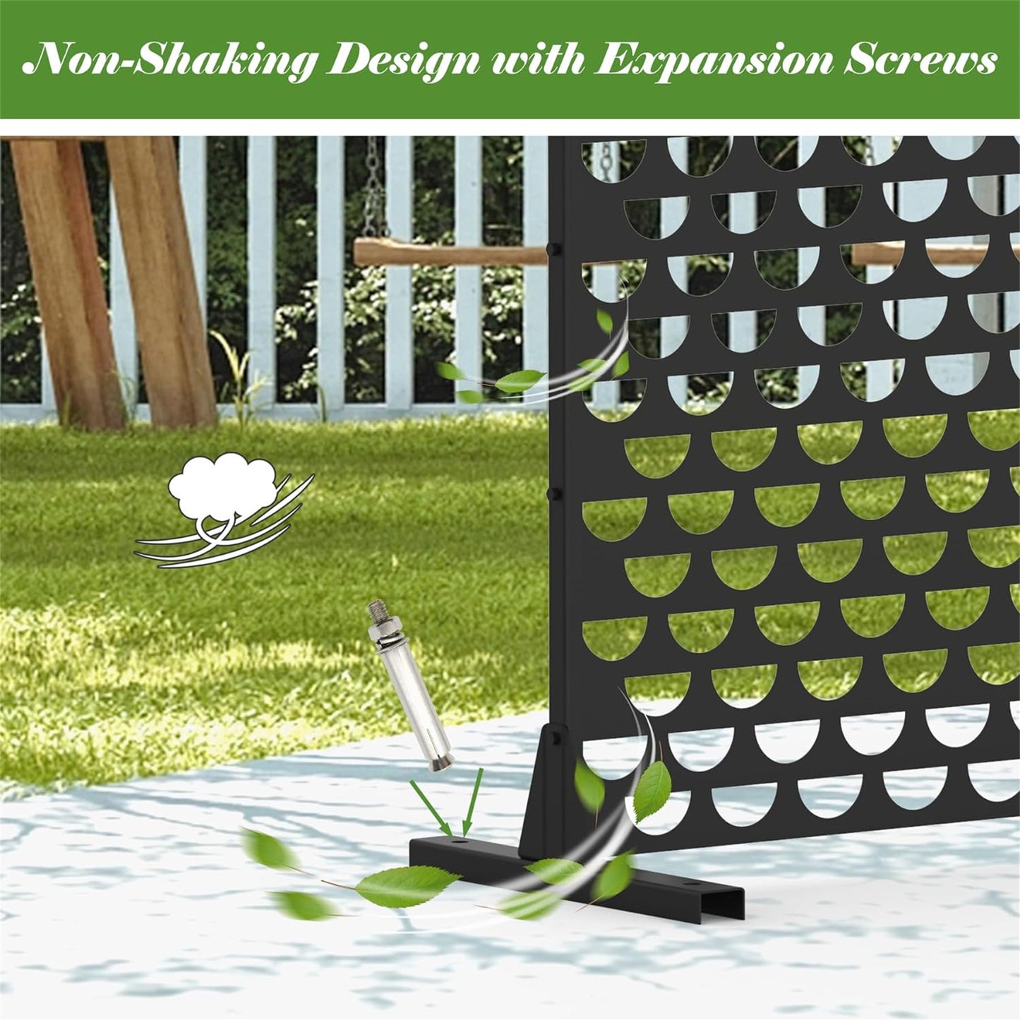 Metal Privacy Screens And Panels With Free Standing, Freestanding Outdoor Indoor Privacy Screen, Decorative Privacy Screen For Balcony Patio Garden, Semi-Circular Shape