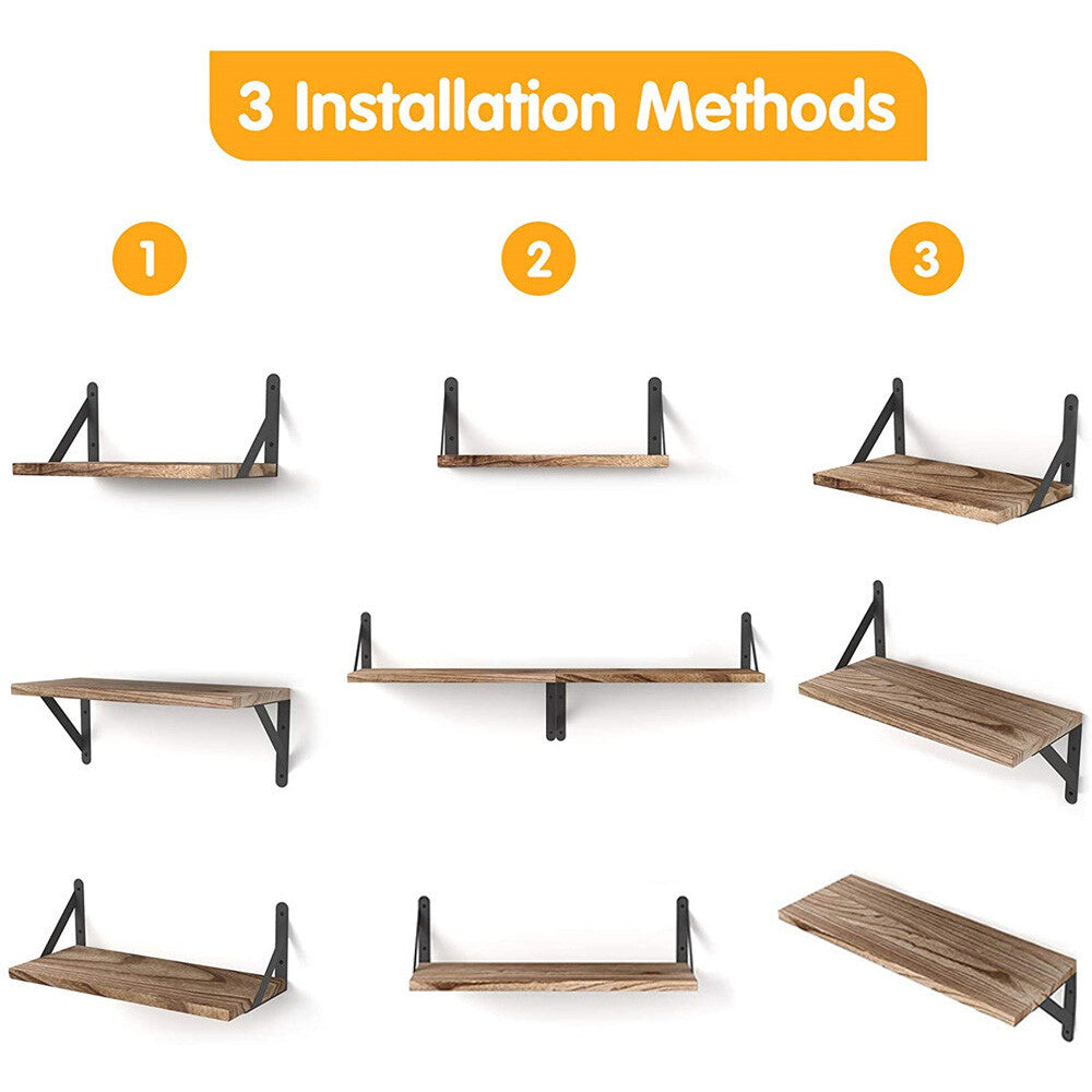 4PCS Home Corner Floating Shelves Wall Mounted Storage Wooden Display Shelf