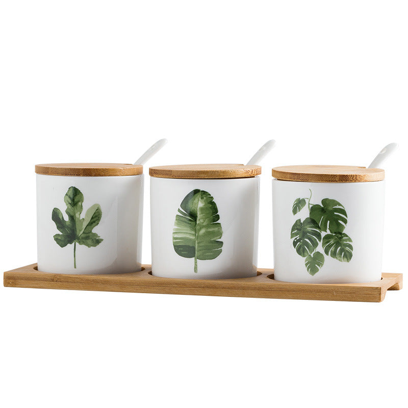 Household Kitchen Ceramic Condiment Jar Set