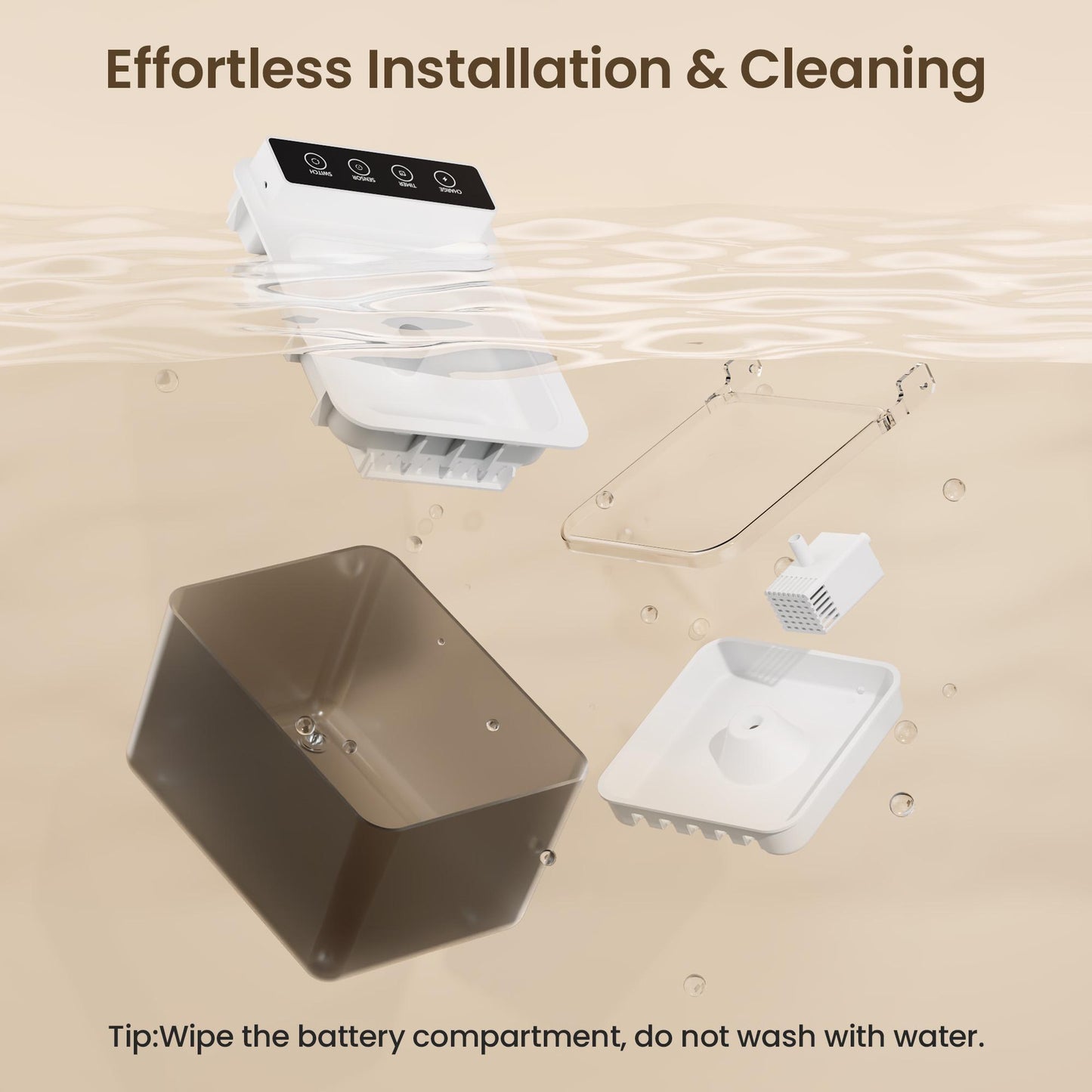 Wireless Charging Battery Driven 304 Stainless Steel Cat Automatic Induction Pet Water Fountain