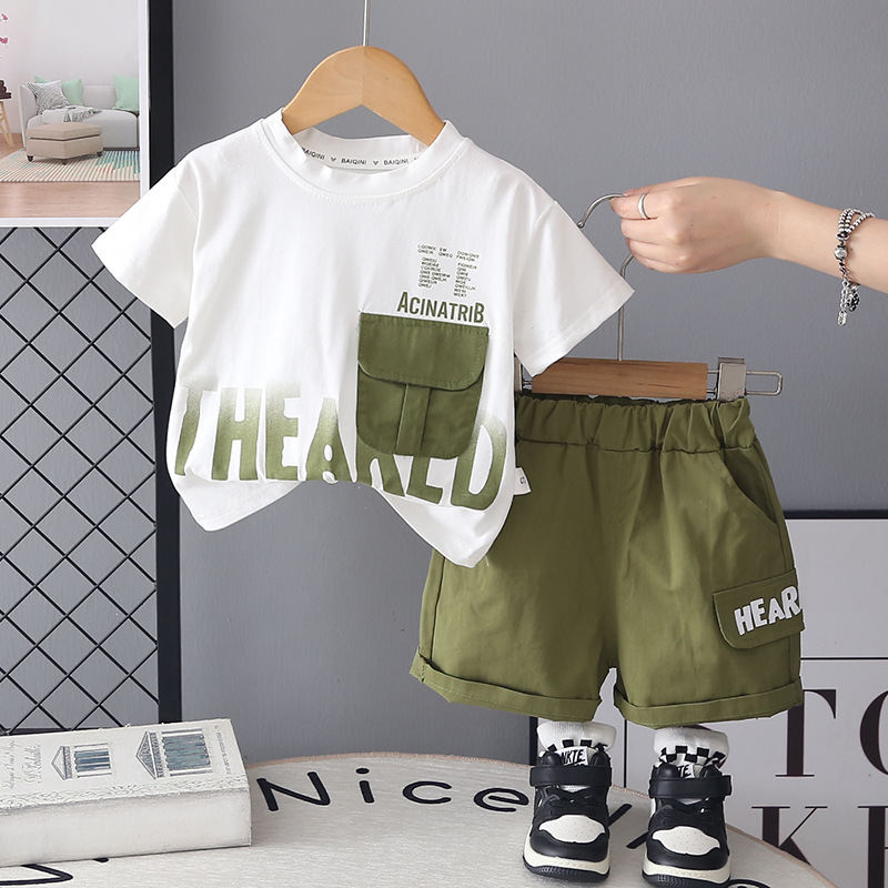Korean-style Short-sleeve Top And Shorts Set For Baby Boys