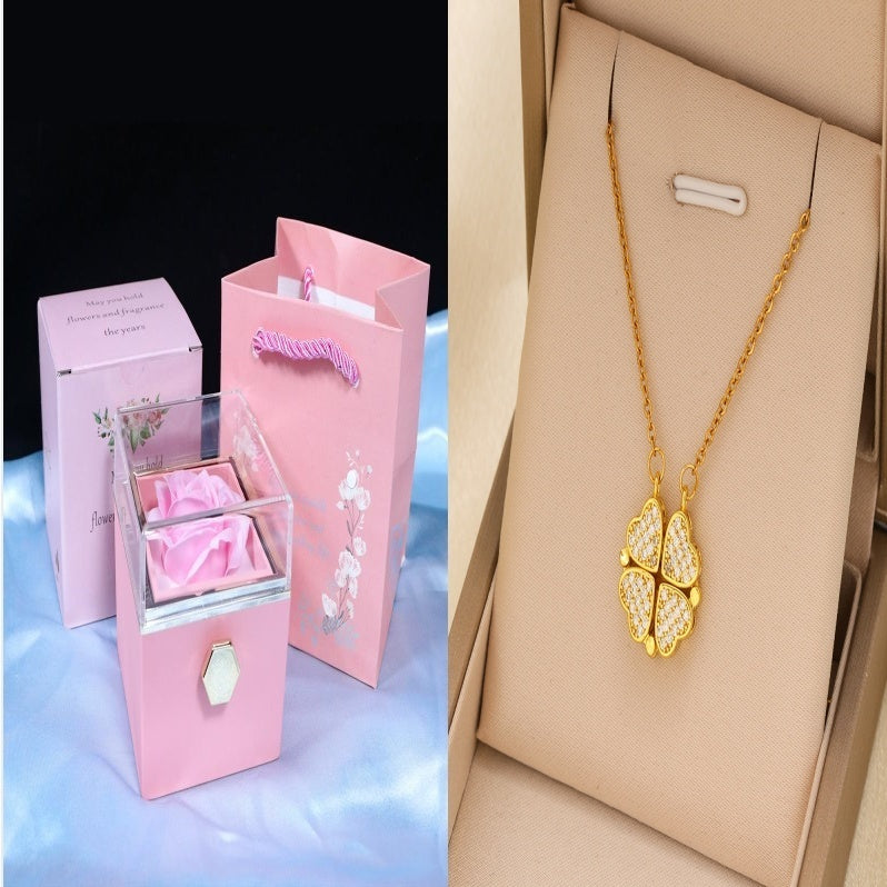 Rotating Soap Flower Rose Gift Box Creative Rotating Rose Jewelry Packaging Box Valentine's Day Gift