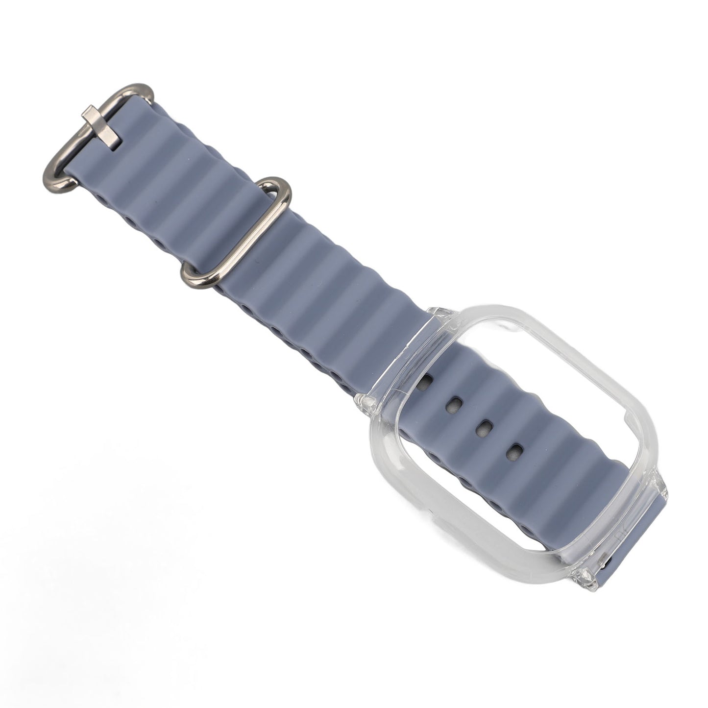Silicone Replacement Wristband For Watch 4 With Transparent PC Frame Soft Adjustable Quick Release Smart Watch Strap Lavender Purple